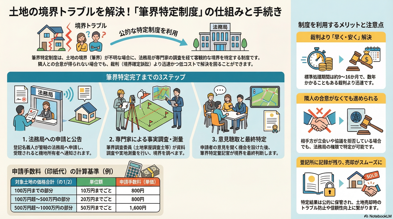 筆界特定制度の法的な調査イメージ